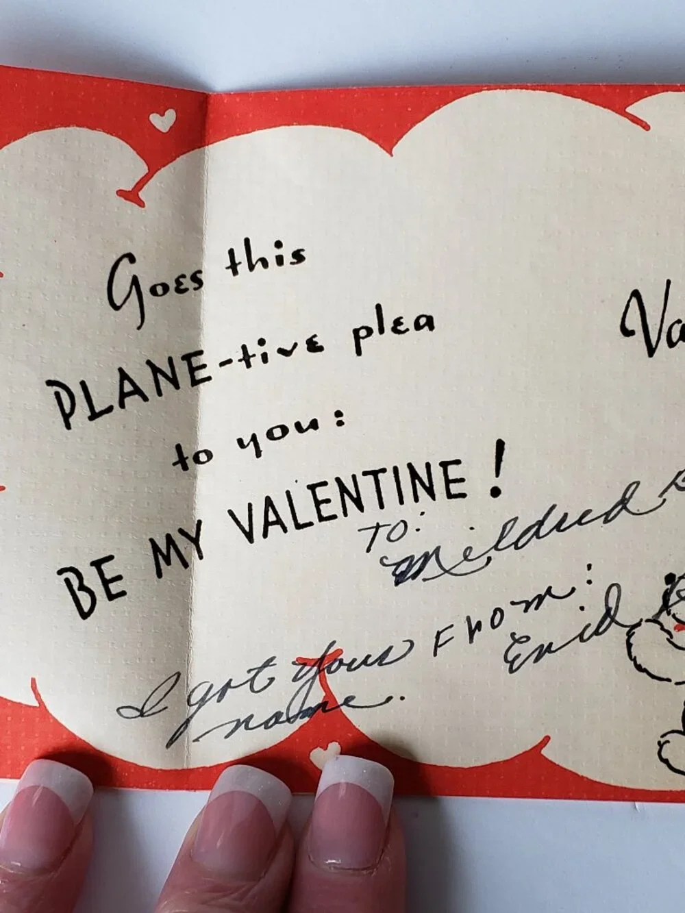 1940s Puppy Dog Flying a Prop Plane A Valentine Plea Valentine's Day Card